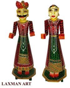 Wooden Hand Painted Gangaur Statue