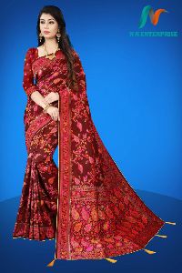 Lichi silk Red weaving jacquard Saree