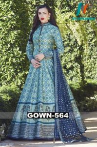 Muslin Cotton Novel blue designer printed Kurti