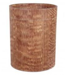 Beige Leather Waste Paper Basket