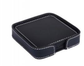 Black Leather Square Coaster