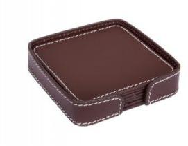 Brown Leather Square Coaster