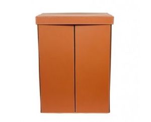 Cognac Leather Foldable Laundry Box