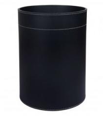 Croco Black Matt Leather Waste Paper Basket