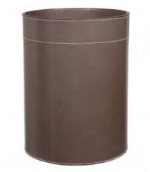 Elephant Grey Highshine Leather Waste Paper Basket