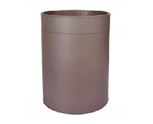 Elephant Grey Leather Waste Paper Basket