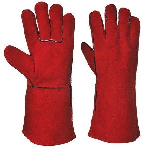 Red Leather Welding Gloves
