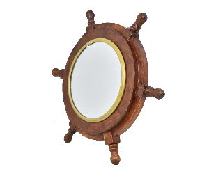 Wooden Ship Wheel Mirror