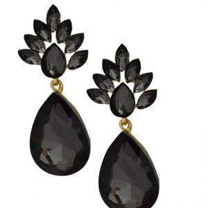 Amazing Black Floral Crystal Earrings