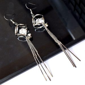 Amazing Silver Strings Zircon Earrings