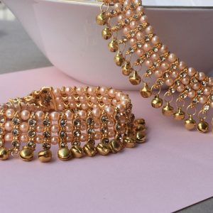 Golden Zircon Artifical Pearl Anklet