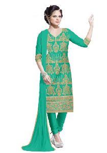 Green Chanderi Suit