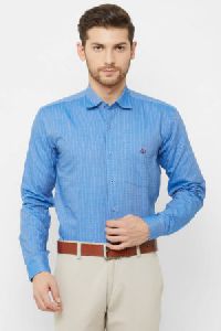 Donzell Light Blue Regular Fit Dobby Print Formal Shirt