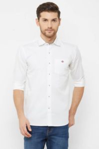 Donzell Men White Slim Fit Plain Casual Shirt