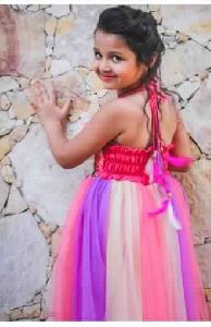 Pink Purple Rupanzel Fairy Kids Ball Gown