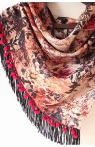 Sexy Red Floral Printed Triangle Scarf