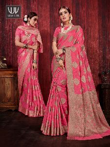 Pink Color Linen Silk Designer Saree