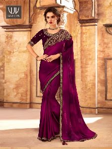 Purple Color Silk Classic Designer Saree