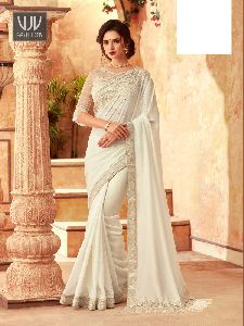 White Color Silk Classic Designer Saree