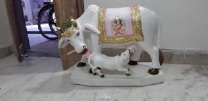 Marble Cow And Calf Statue