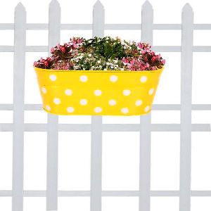 double hook dotted Oval railing planters (Yellow)
