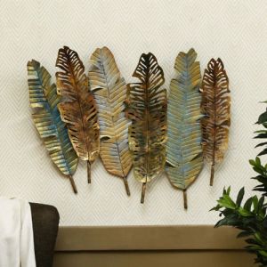 Gold Metal Antique Leaf Decorative Wall Art