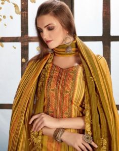 Pakiza Print Vol 35 Lawn Cotton Kashmiri Neck Emroidery Mal Mal Dupatta