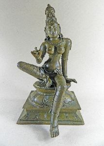 South Indian Bronze Goddess PARVATI Statue