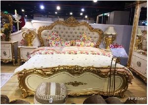 Royal Gold Hand Carved Bed