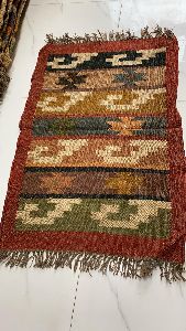Chain-stitch cotton silk rug
