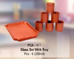 Terracotta Glass & Tray Set
