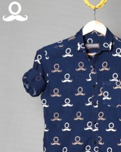 Blue Moustache Full Sleeves Shirt