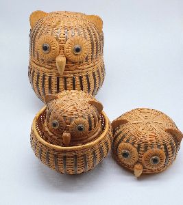 Bamboo Owl Shaped Basket