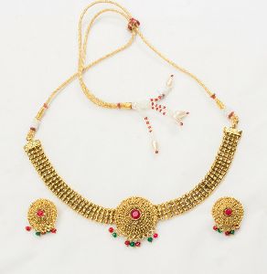 Antique Choker GP Gemstone Necklace Set