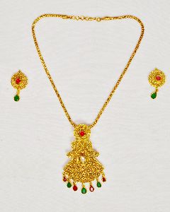 Antique CZ_Gemstone Pendant Necklace Set