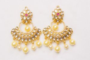 Kundan Meena Gold Polish Earring