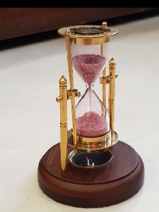 brass hanging wooden compass hour glass sand timer