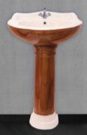 1001 Wooden Gold Pedestal Wash Basin