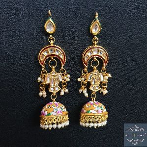 meenakari gold fish design earrings