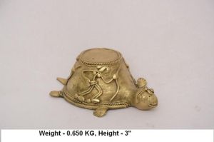 Golden Brass Tortoise Diya Stand