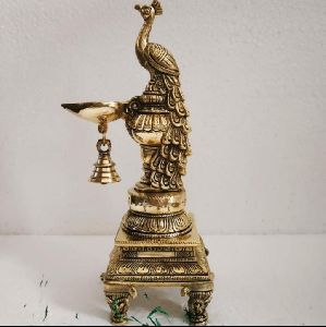 Brass peacock dipak lamp Statue