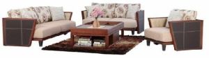 Rajtai Wooden Double Sofa with Pillow Set