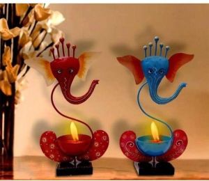 Iron Ganesha Candle Stand