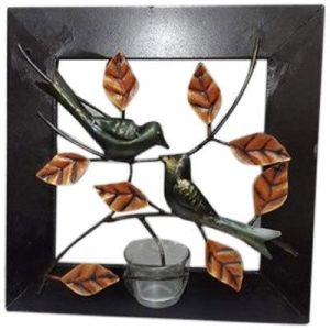 Iron Leaf and Bird Wall Hanging