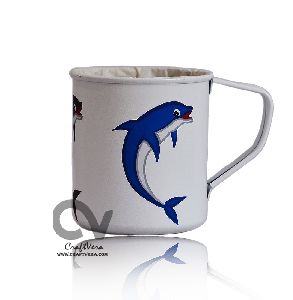 Hand Painted Enamelware Dolphin Mug