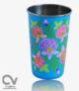 Hand Painted Enamelware Floral Design Sky Blue Tumbler