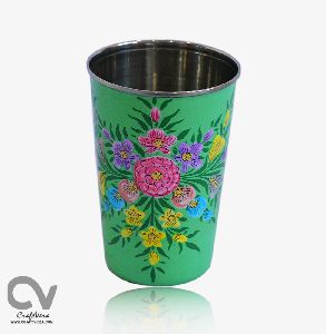 Kashmiri Hand Painted Enamelware Floral Tumbler