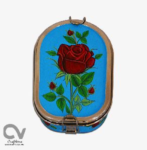 Hand Painted Enamelware Rose Design Lunch Box