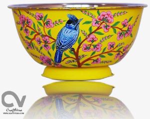 Hand painted Enamelware Woodpecker Bowl