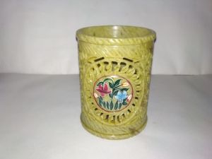 Flower Carved Pen Holder